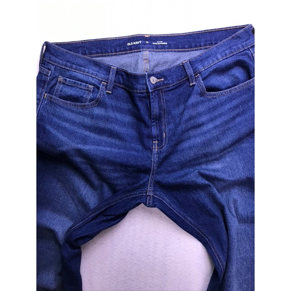 Old Navy Wow Boyfriend Jeans Women 14 Blue Excellent Mid-Rise Dark Wash Denim - Picture 3 of 10